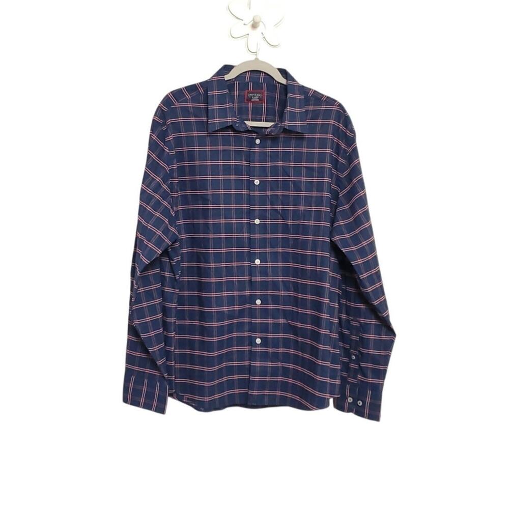 UNTUCKIT Relaxed Fit Plaid Grid Button Down Long Sleeve Shirt Men's Sz XL